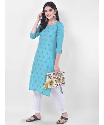 Light Blue Embroidered Straight Kurta 4