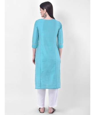 Light Blue Embroidered Straight Kurta 5
