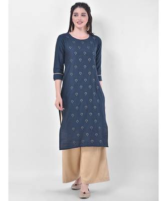 Blue Embroidered Straight Kurta 1