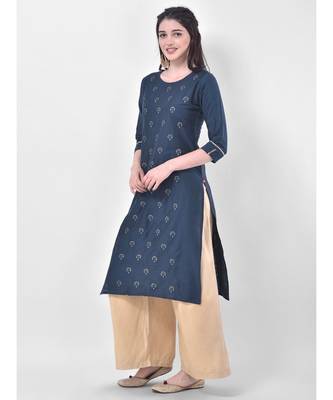 Blue Embroidered Straight Kurta 3