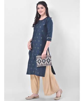 Blue Embroidered Straight Kurta 4