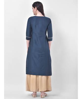 Blue Embroidered Straight Kurta 5