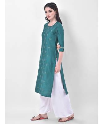 Green Embroidered Straight Kurta 3
