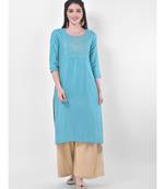 Light Blue Embroidered Straight Kurta
