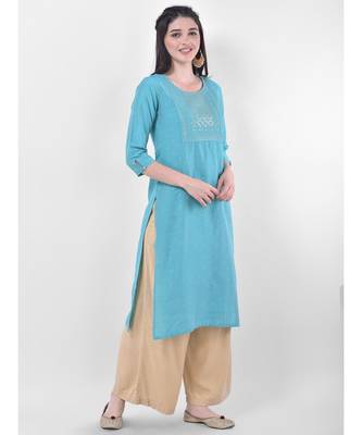 Light Blue Embroidered Straight Kurta 2