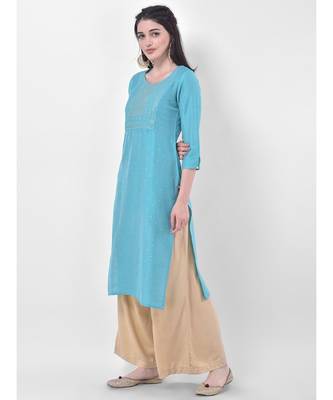 Light Blue Embroidered Straight Kurta 3