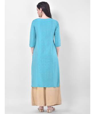 Light Blue Embroidered Straight Kurta 5