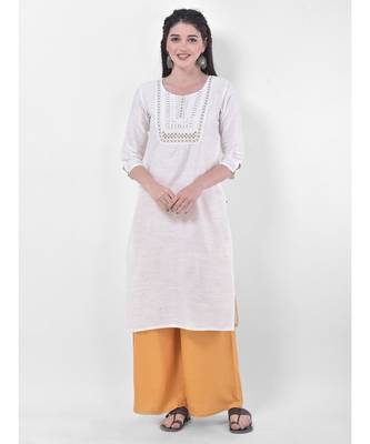 White Embroidered Straight Kurta 1