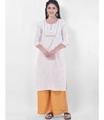 White Embroidered Straight Kurta