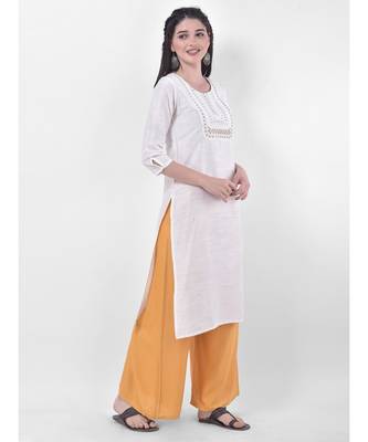 White Embroidered Straight Kurta 2