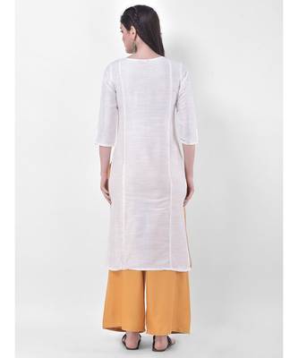White Embroidered Straight Kurta 5
