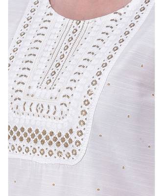 White Embroidered Straight Kurta 6