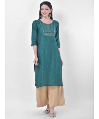 Emrald Green Embroidered Straight Kurta 1