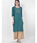 Emrald Green Embroidered Straight Kurta