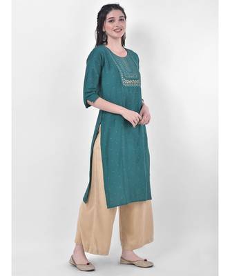 Emrald Green Embroidered Straight Kurta 2