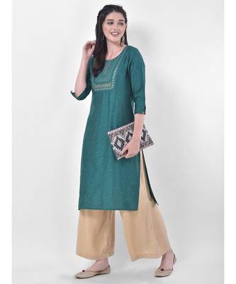 Emrald Green Embroidered Straight Kurta 4