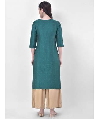Emrald Green Embroidered Straight Kurta 5