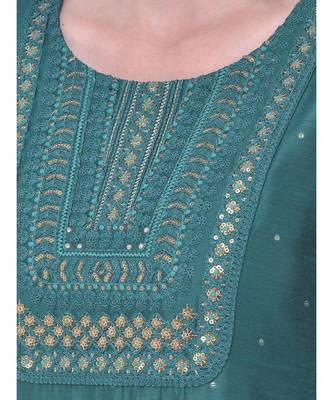 Emrald Green Embroidered Straight Kurta 6