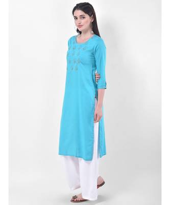 Light Blue Embroidered Straight Kurta 3