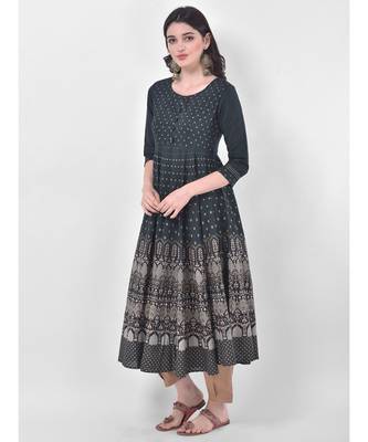 Oxford Green Printed Flared Kurta 3