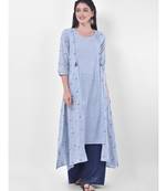 Blue Printed Asymmetric Kurta