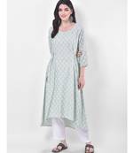 Light Green Printed A-line Kurta