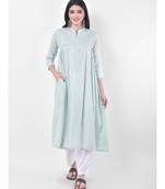 Light Green Embroidered A-line Kurta