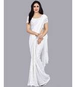 White woven net saree with blouse
