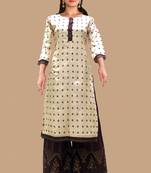 Peach printed  polyester ethnic-kurtis