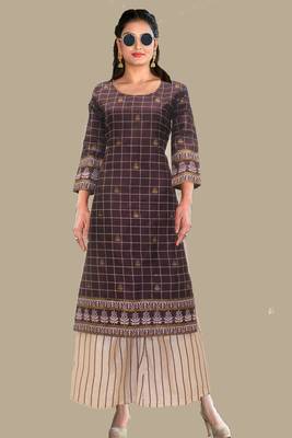 Purple printed  polyester  ethnic-kurtis 1