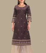 Purple printed  polyester  ethnic-kurtis