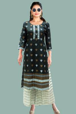 Green printed  polyester ethnic-kurtis 1