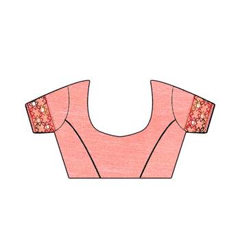 Peach embroidered chiffon saree with blouse 5