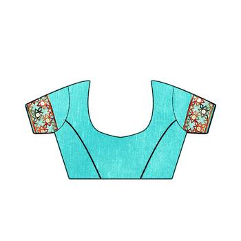 Light blue embroidered chiffon saree with blouse 5