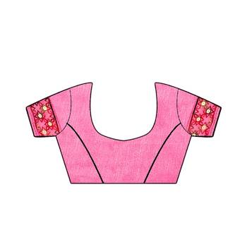 Pink embroidered chiffon saree with blouse 5
