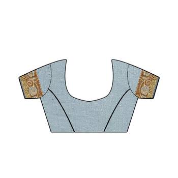 Light blue embroidered silk saree with blouse 6