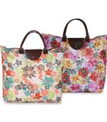 NFI essentials Handy Fold Up Shopping Bag Foldable Shopping Handbag Travel Bag Women Shoulder Waterproof Bag (Pack of 2)