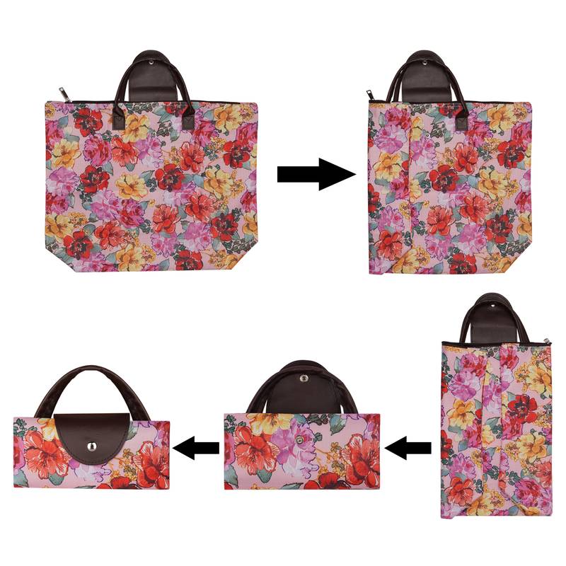 NFI essentials Handy Fold Up Shopping Bag Foldable Shopping Handbag Travel Bag Women Shoulder Waterproof Bag (Pack of 2)