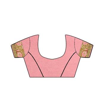 Light pink embroidered silk saree with blouse 6