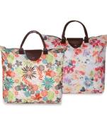 NFI essentials Handy Fold Up Shopping Bag Foldable Shopping Handbag Travel Bag Women Shoulder Waterproof Bag (Pack of 2)