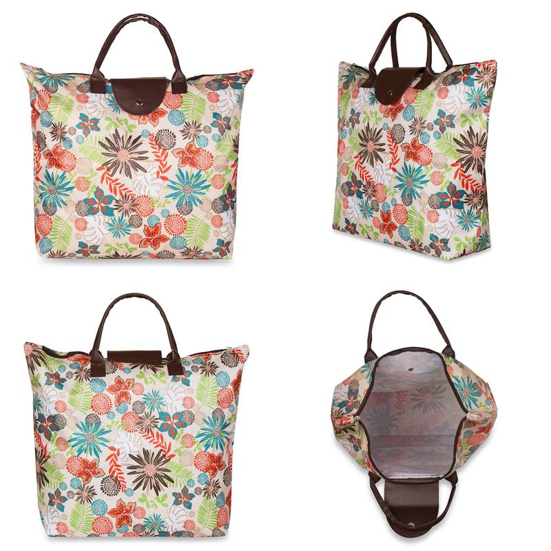 NFI essentials Handy Fold Up Shopping Bag Foldable Shopping Handbag Travel Bag Women Shoulder Waterproof Bag (Pack of 2)