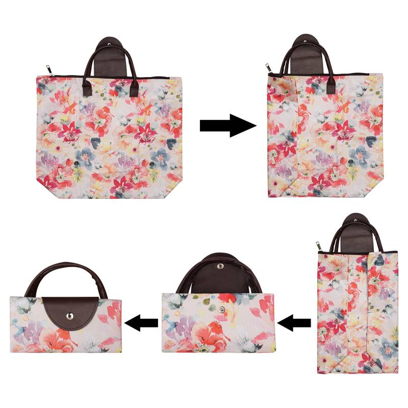 NFI essentials Handy Fold Up Shopping Bag Foldable Shopping Handbag Travel Bag Women Shoulder Waterproof Bag (Pack of 2)