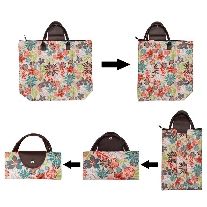 NFI essentials Handy Fold Up Shopping Bag Foldable Shopping Handbag Travel Bag Women Shoulder Waterproof Bag (Pack of 3)