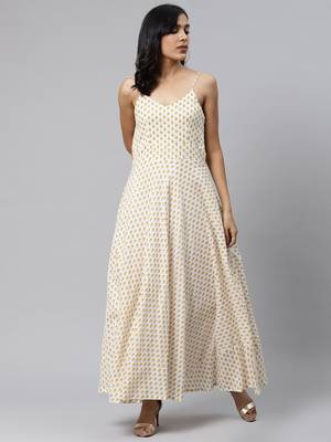 White printed cotton ethnic-kurtis 1