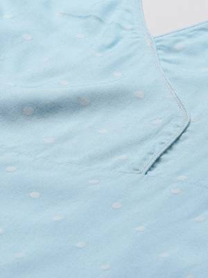 Sky-blue printed rayon ethnic-kurtis 5