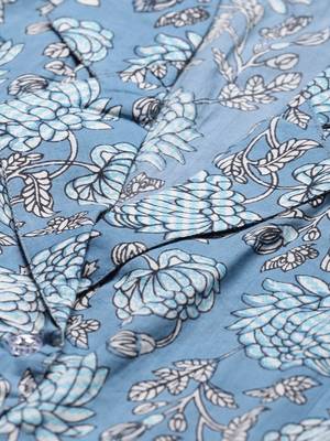 Sky-blue printed cotton cotton-kurtis 5