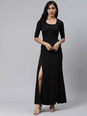 Black plain crepe long kurtis 1