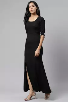 Black plain crepe long kurtis