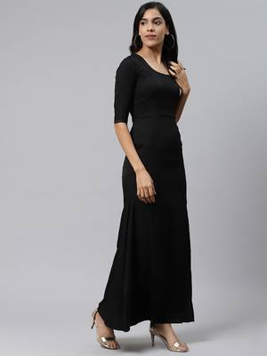 Black plain crepe long kurtis 3