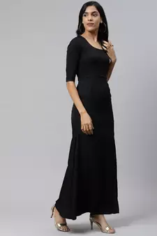 Black plain crepe long kurtis